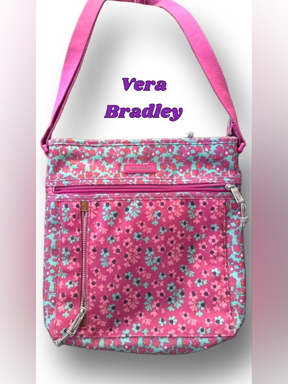 Vera Bradley Pink and Turquoise Floral Crossbody Bag